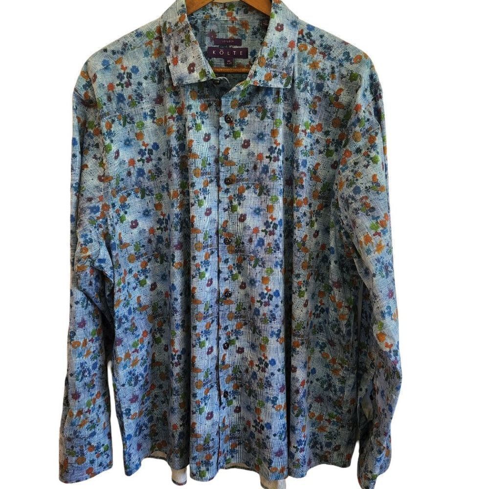 ‎Kolte Men's Floral Stretch Button Front Shirt Size XXL